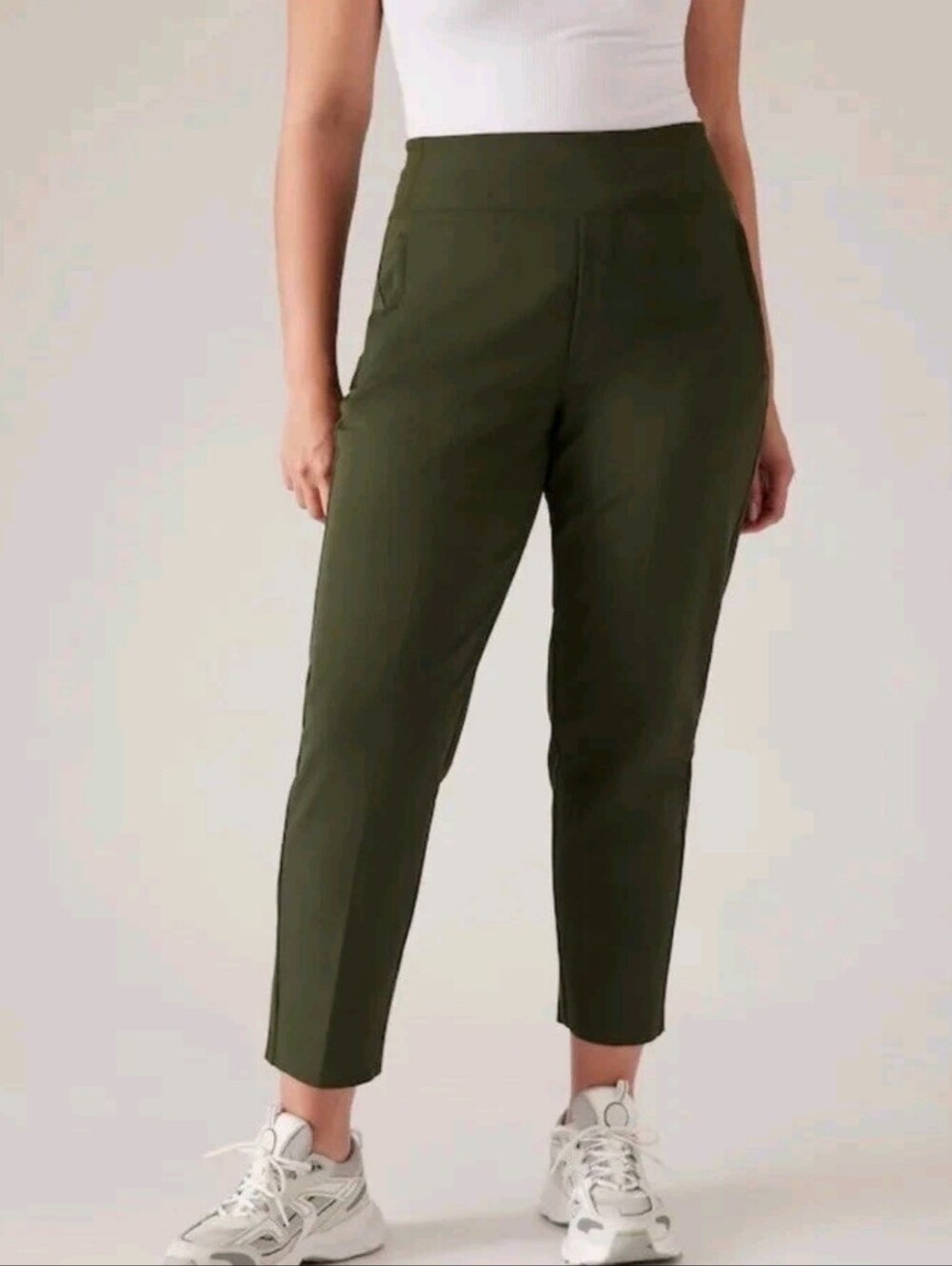 Athleta Womens Pant Olive Green Cropped Sz 14